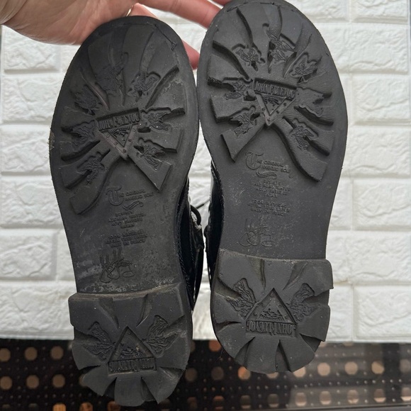 John Fluevog Tall Angels Bill Black Patent leather 12 Eye Combat Boots - Picture 11 of 14